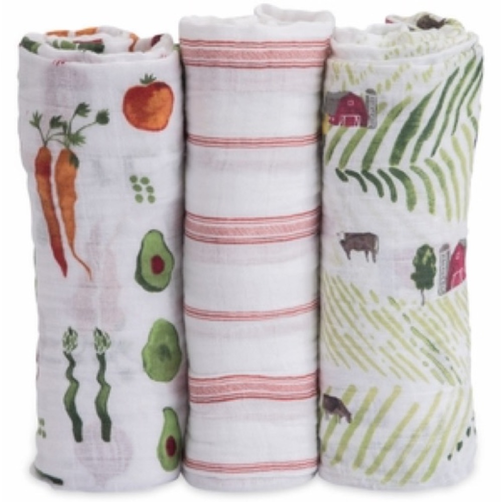 Little Unicorn Farmer’s Market Muslin Blankets, set of 3